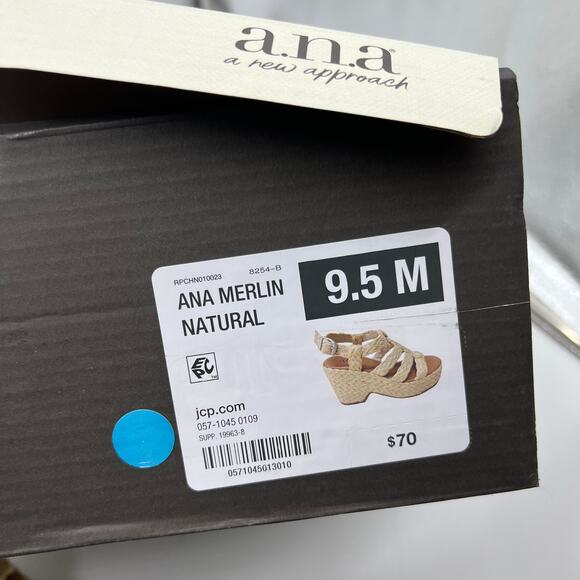 a.n.a Womens Merlin Wedge Sandals Brown Natural Size 9.5M - Picture 13 of 13